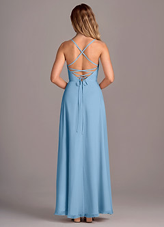Azazie Mei Abiti da Damigella Abito A-Line in Chiffon Blu Acciaio image6
