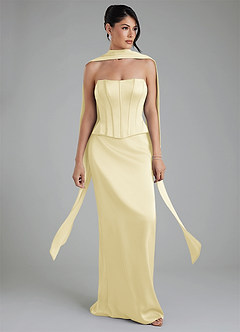 Azazie River Bridesmaid Dresses Lemon Sorbet Sheath Corset Stretch Satin Convertible Dress image9