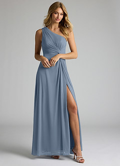 Azazie Brooke Bridesmaid Dresses Twilight A-Line One Shoulder Mesh Dress image1