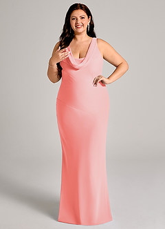 Azazie Rylina Bridesmaid Dresses Coral Mermaid Pleated Chiffon Dress image10