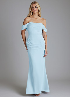 Azazie Luiza Bridesmaid Dresses Sky Blue Mermaid Off the Shoulder Chiffon Dress image5
