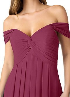 Azazie Kaitlynn Bridesmaid Dresses Mulberry Empire Ruched Chiffon Convertible Dress image5