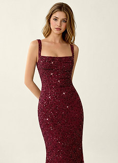 Amarante Burgundy Sequins Lace Up Back Special Occasion Dress image6