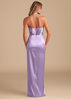Azazie Zaya Bridesmaid Dresses Lilac Sheath Pleated Metallic Satin Dress image7