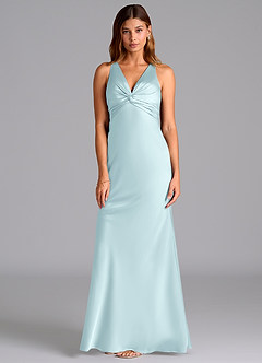 Azazie Hati Bridesmaid Dresses Cloud Blue Mermaid Stretch Satin Dress image5