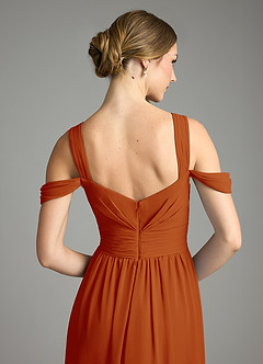 Azazie Lianne Vestidos de damas de honor Vestido de Pimenton de Gasa de Corte en A con Vestidos sin tirantes image6