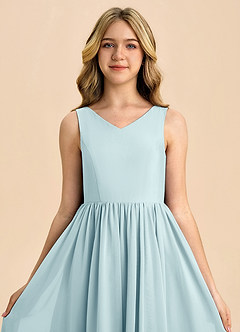 Azazie Hathaway Junior Sea Glass A-Line Bow Chiffon Dress image6