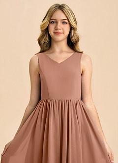Azazie Hathaway Junior Bronzer A-Line Bow Chiffon Dress image6