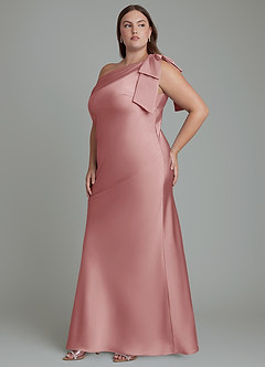 Azazie Yuanna Bridesmaid Dresses Dusty Rose Mermaid One Shoulder Stretch Satin Dress image12