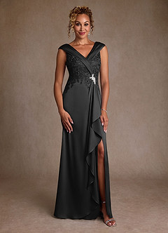 Azazie Santa Monica Mother of the Bride Dresses Black A-Line Lace Dress image3