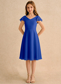 Azazie Narin Girls Formal Blomsterpigekjoler A-Line med ærmer Chiffon Knælængde Kjole image5