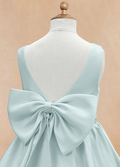 Azazie Margie Flower Girl Dresses Mist A-Line Bow Stretch Satin Dress image7