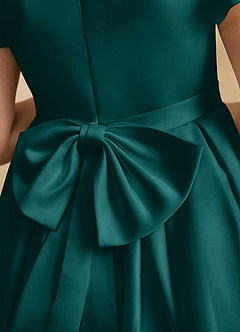 Azazie Pearl Flower Girl Dresses Peacock Ball-Gown Pleated Matte Satin Dress image8