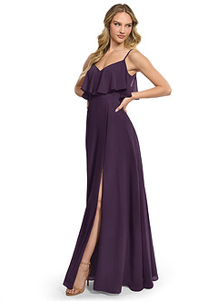 Azazie Jean Bridesmaid Dresses Plum A-Line Chiffon Convertible Dress image3