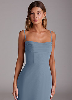 Azazie Saige Bridesmaid Dresses Dusty Blue A-Line Off the Shoulder Chiffon Convertible Dress image2