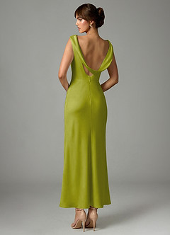 Azazie Kieryn Bridesmaid Dresses Lemongrass Mermaid Pleated Stretch Satin Dress image5