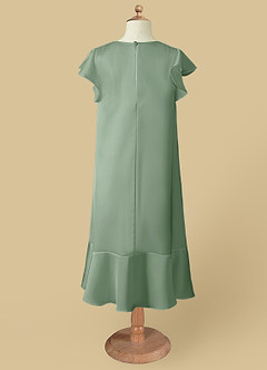 Azazie Sweet Pea vestidos de niña de las flores Vestido de Matcha de Satén Elástico de Corte En A con Volante image6