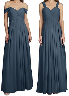 Azazie Kaitlynn Brautjungfernkleider Wandelbar Empire Gerafft Chiffon Kleid Neptunblau image8