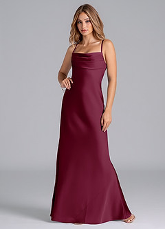 Azazie Seema Jurken voor bruidsmeisjes Jurk van Stretch Satijn met Zeemeermin Korset Moerbei image4