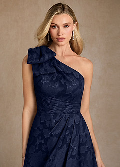 Azazie Easton Mother of the Bride Dresses Dark Navy Ball-Gown One Shoulder Floral Burnout Dress image3