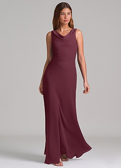 Azazie Nerine Brudtärnklänningar Klä av A-Linje i Chiffong Plisserad Cabernet image1