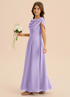 Azazie Lambie Junior Lilac A-Line Pleated Chiffon Dress image4