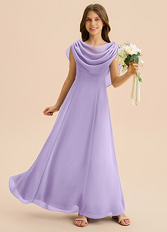 Azazie Lambie Junior Lilac A-Line Pleated Chiffon Dress image3