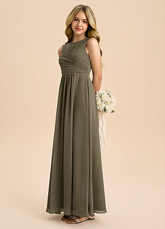 Azazie Skyla Junior A-Linie Plissee Chiffon Kleid Weidengrün image1