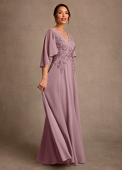 Azazie Tilda Abiti per la Madre della Sposa Abito A-Line in Chiffon Pizzo Rosa Polverosa image3