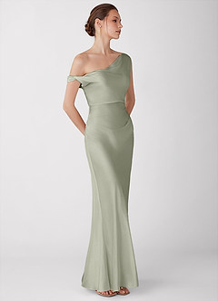 Avela Dusty Sage Lysende satin maxikjole image7