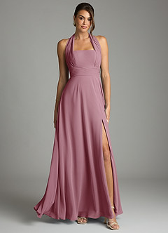 Azazie Tamira Bridesmaid Dresses Vintage Mauve A-Line Pleated Chiffon Convertible Dress image1