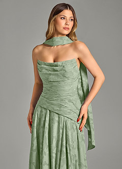 Azazie Gabriela 신부 들러리 드레스 A라인 스트랩리스 플로럴 번아웃 바닥 길이 드레스 image8