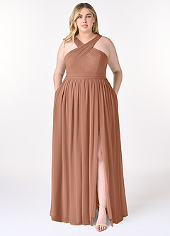 Azazie Elvira Bridesmaid Dresses Bronzer A-Line Pleated Chiffon Dress image7
