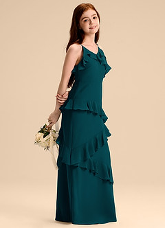Azazie Evara Junior Pine A-Line Chiffon Dress image4