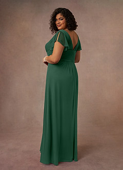 Azazie Reneya Mother of the Bride Dresses Dark Green A-Line Pleated Mesh Dress image9