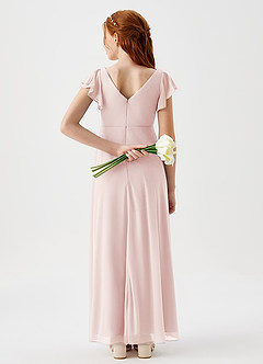 Azazie Omari Junior Vestido de Pétalo De Rosa de Malla de Corte En A con Plisado image3