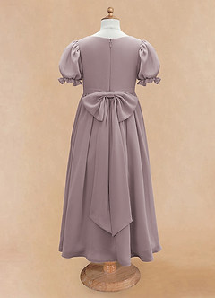 Azazie Joss Blumenmädchenkleider A-Linie mit ärmel Chiffon Kleid Dämmerung image6