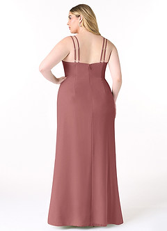 Azazie Leo At-home Try On Dresses Dusk Mermaid V-Neck Pleated Chiffon Dress image8