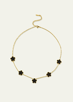 front 18K Gold Plated Stainless Steel Five-Leaf Clover Charm Necklace