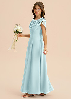 Azazie Lambie Junior Sea Glass A-Line Pleated Chiffon Dress image4