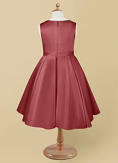 Azazie Coco Robe Demoiselle D'honneur Fillette Robe Trapèze en Mat Satiné Arc Antique Rose image6
