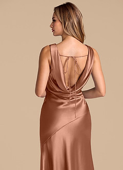 Azazie Rylina Brautjungfernkleider Meerjungfrau-Linie Metallischer Satin Kleid Bronzer image2