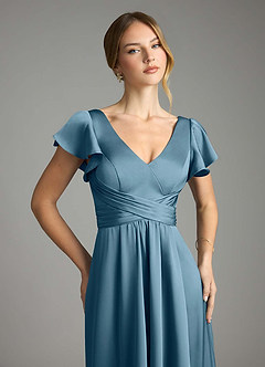 Azazie Omari Bridesmaid Dresses Bermuda A-Line Stretch Satin Dress image6