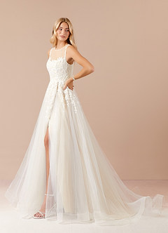 Azazie Deveny Wedding Dresses Diamond White Champagne Ball-Gown Sequins Tulle Dress image1