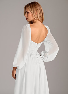 Azazie Bailee Brudepigekjoler En streg Langærmet Chiffon Gulv-længde Kjole image2