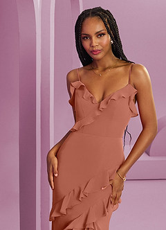 Barbie ♥ Azazie Jurken voor bruidsmeisjes Jurk van Chiffon met Kolom Meer Gesneden image6