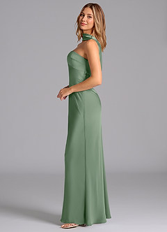 Azazie Lusinda Bridesmaid Dresses Matcha Mermaid Strapless Stretch Satin Dress image5