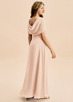 Azazie Emma Junior Robe Trapèze en Mousseline de soie Plissée Rose Perle image6