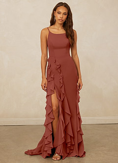 Christian Siriano Bridal for Azazie 1006 Bridesmaid Dresses Auburn Mermaid Ruched Chiffon Dress image3