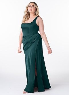 Azazie Mero Brautjungfernkleider Etui Plissee Stretch-Satin Kleid Kiefer image8